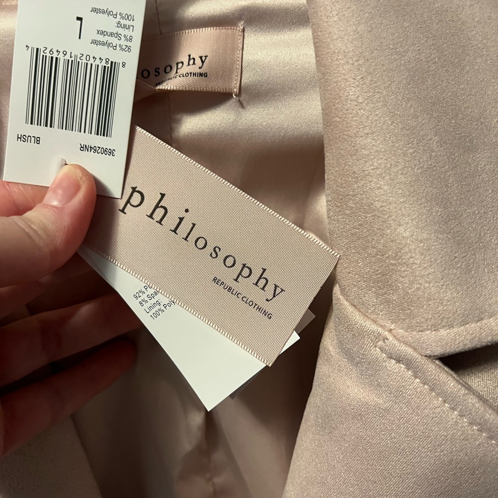 NWT Philosophy Women's Faux Leather Blush Pink Jacket - Picture 7 of 7